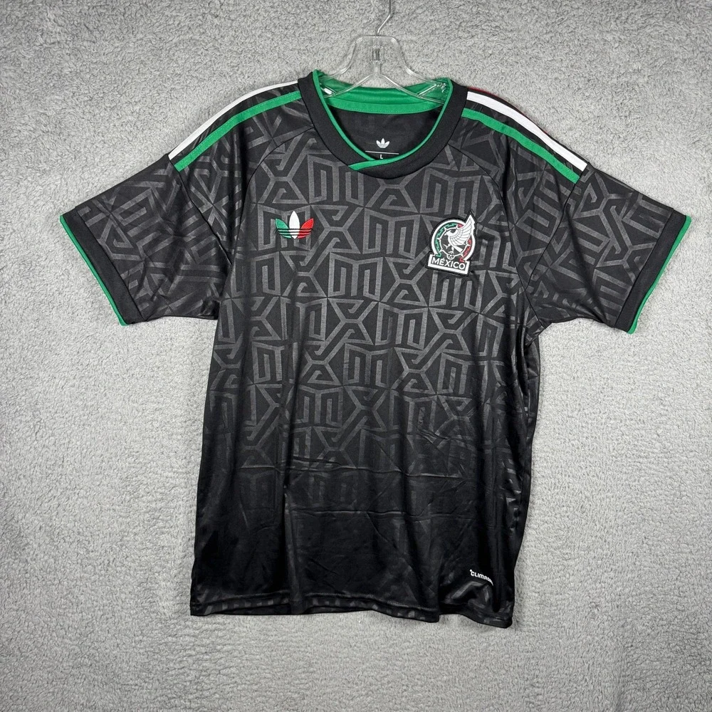 Adidas Mexico National Team Soccer Jersey Black Aztec Pattern Men Large L